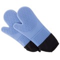 Hastings Home Silicone Oven Mitts, Extra Long Heat Resistant with Quilted Lining, 2-sided Textured Grip, 1-pair, Blue 283726DKK